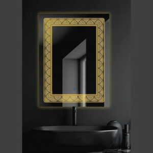 Bright Golden Led Square Mirror