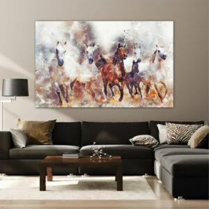 Seven Horses Canvas painting with frame Big Size Wall Art for living room,Bedroom,Drawing room,Hotels