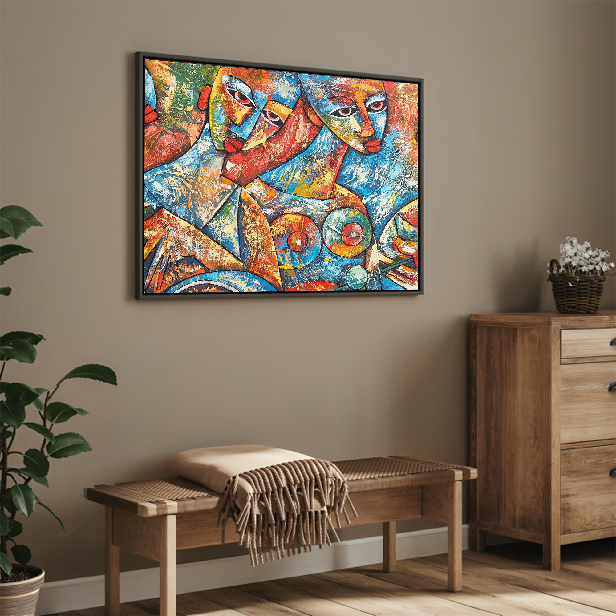 Picasso Abstract Canvas painting with frame Big Size Wall Art for living room,Bedroom,Drawing room,Hotels - Image 2