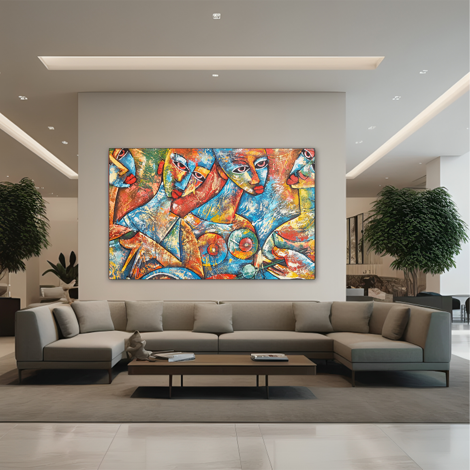 Picasso Abstract Canvas painting with frame Big Size Wall Art for living room,Bedroom,Drawing room,Hotels - Image 8