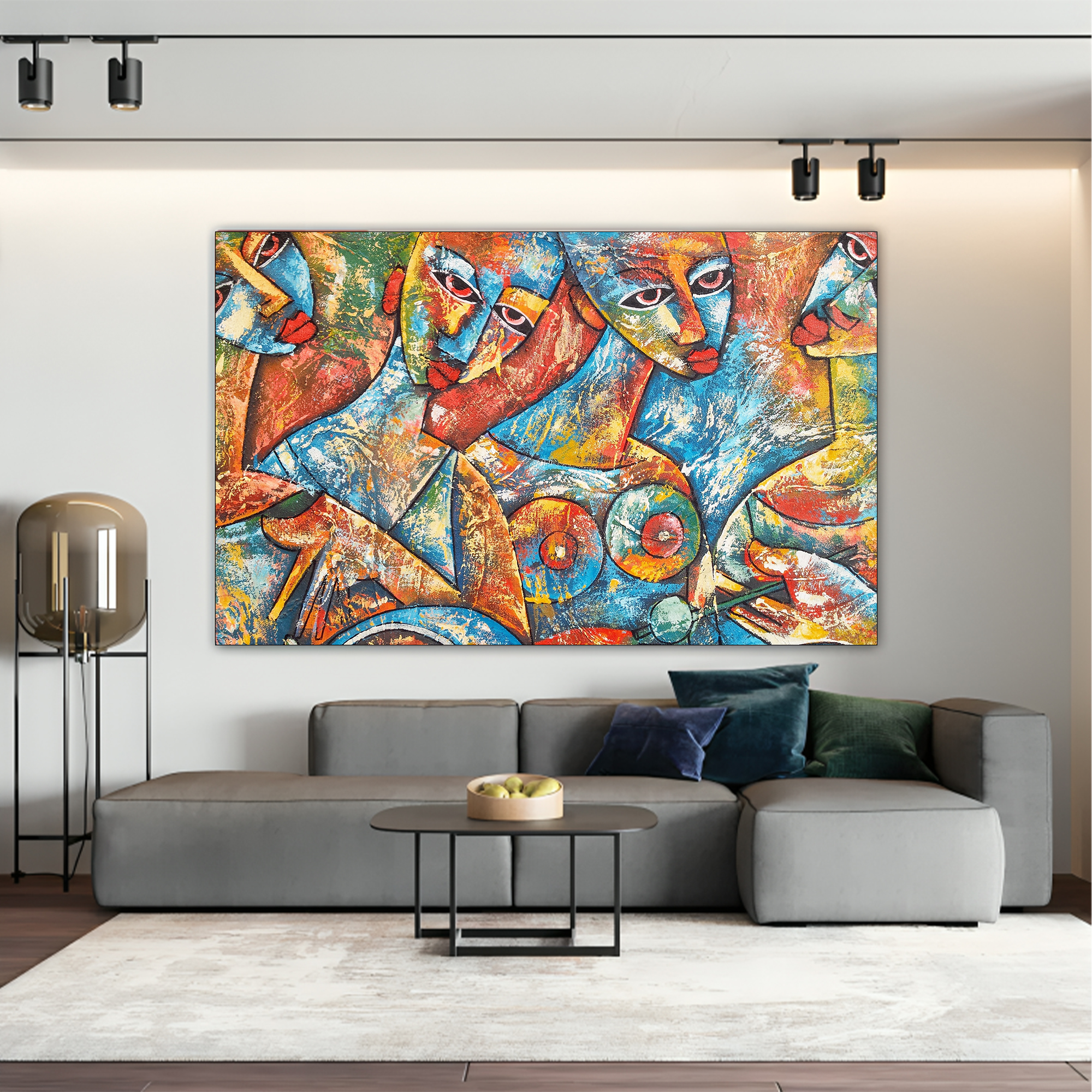 Picasso Abstract Canvas painting with frame Big Size Wall Art for living room,Bedroom,Drawing room,Hotels