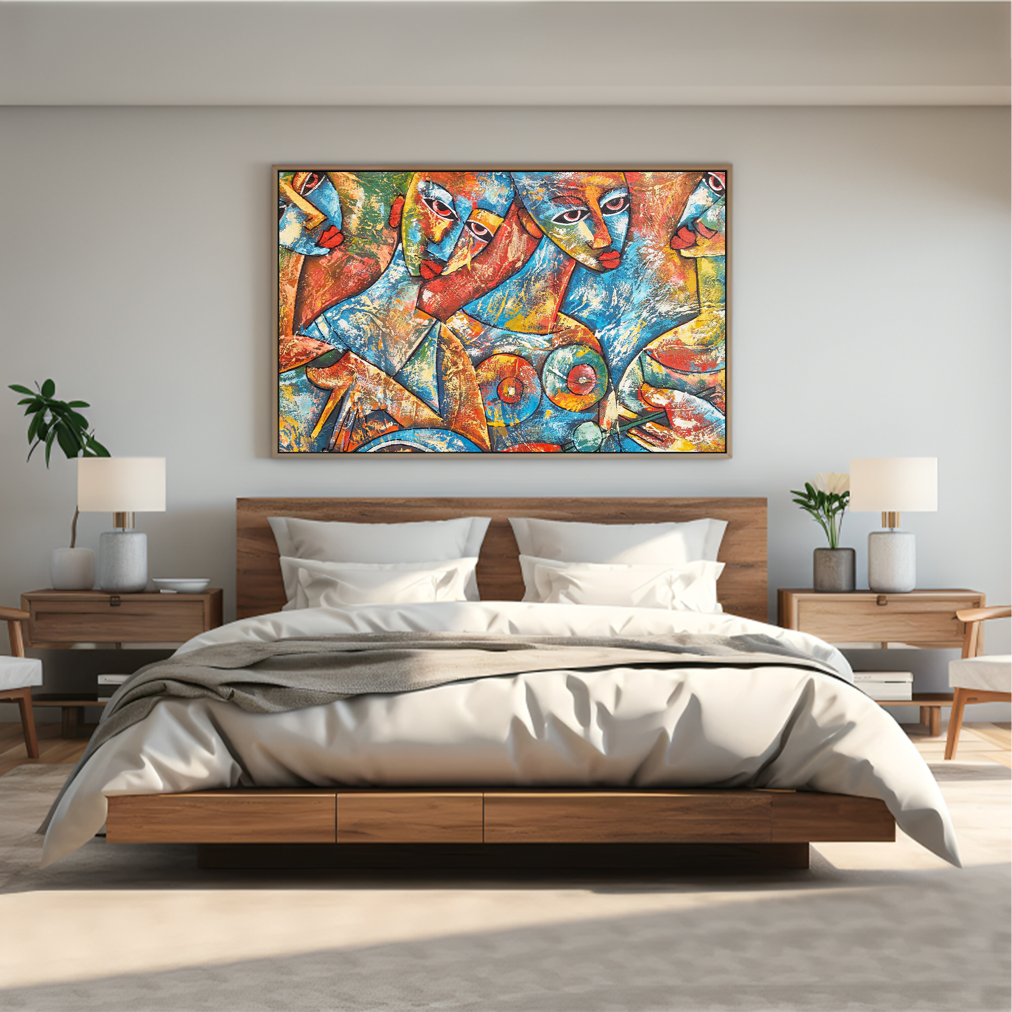 Picasso Abstract Canvas painting with frame Big Size Wall Art for living room,Bedroom,Drawing room,Hotels - Image 5