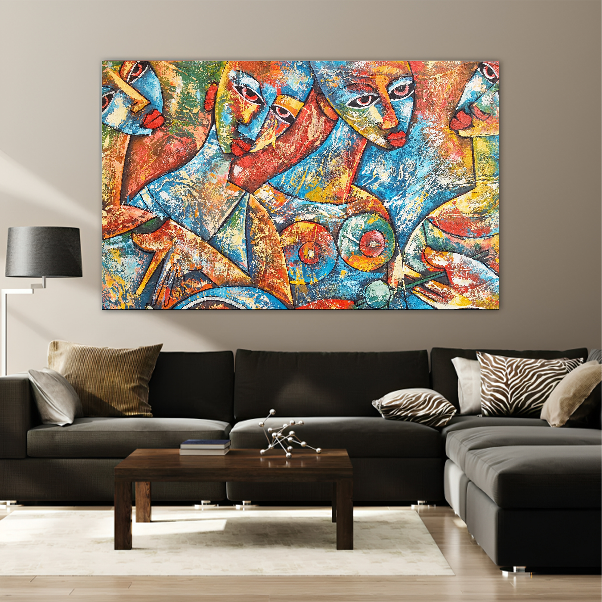 Picasso Abstract Canvas painting with frame Big Size Wall Art for living room,Bedroom,Drawing room,Hotels - Image 4