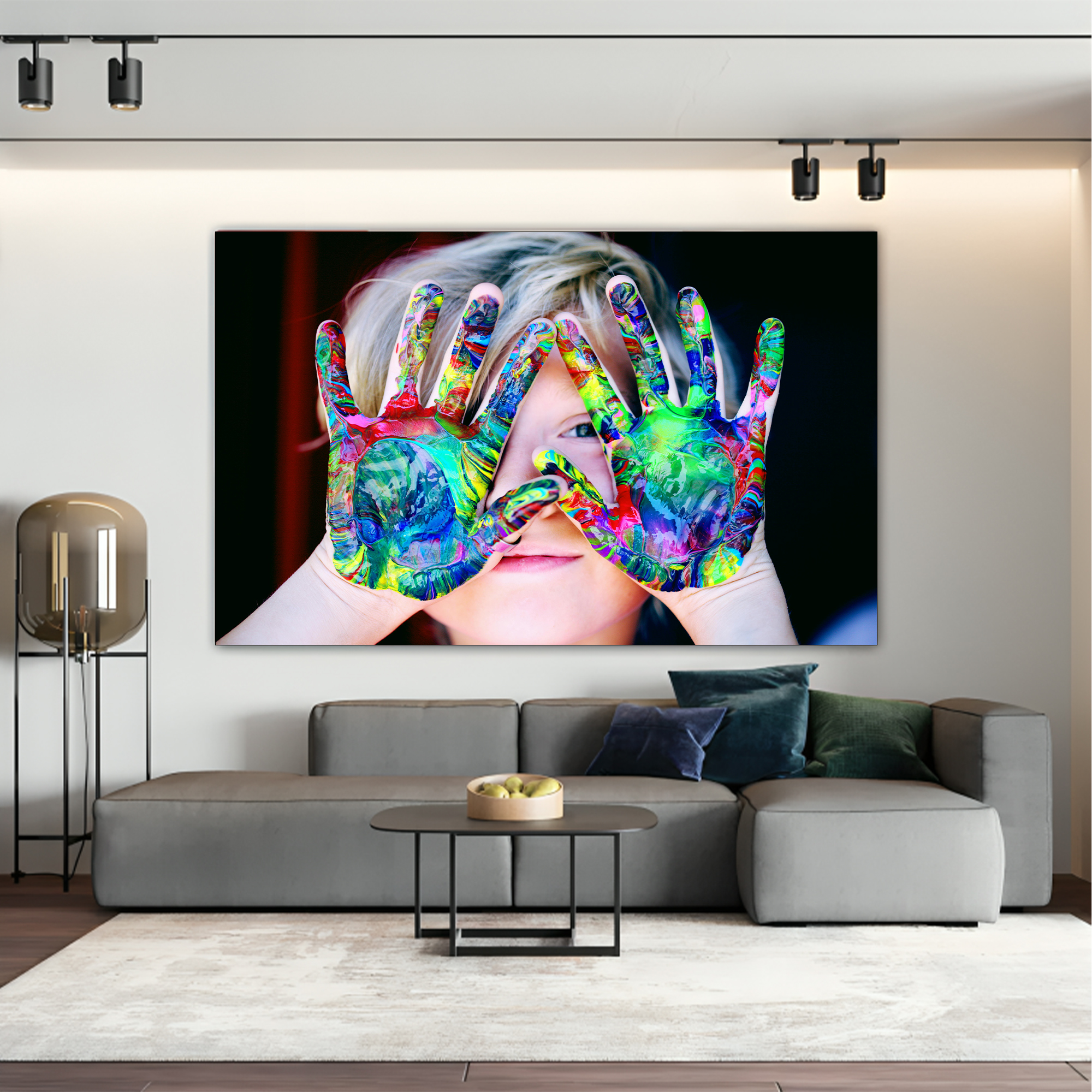 Hand with Paint Canvas painting with frame Big Size Wall Art for living room,Bedroom,Drawing room,Hotels - Image 7
