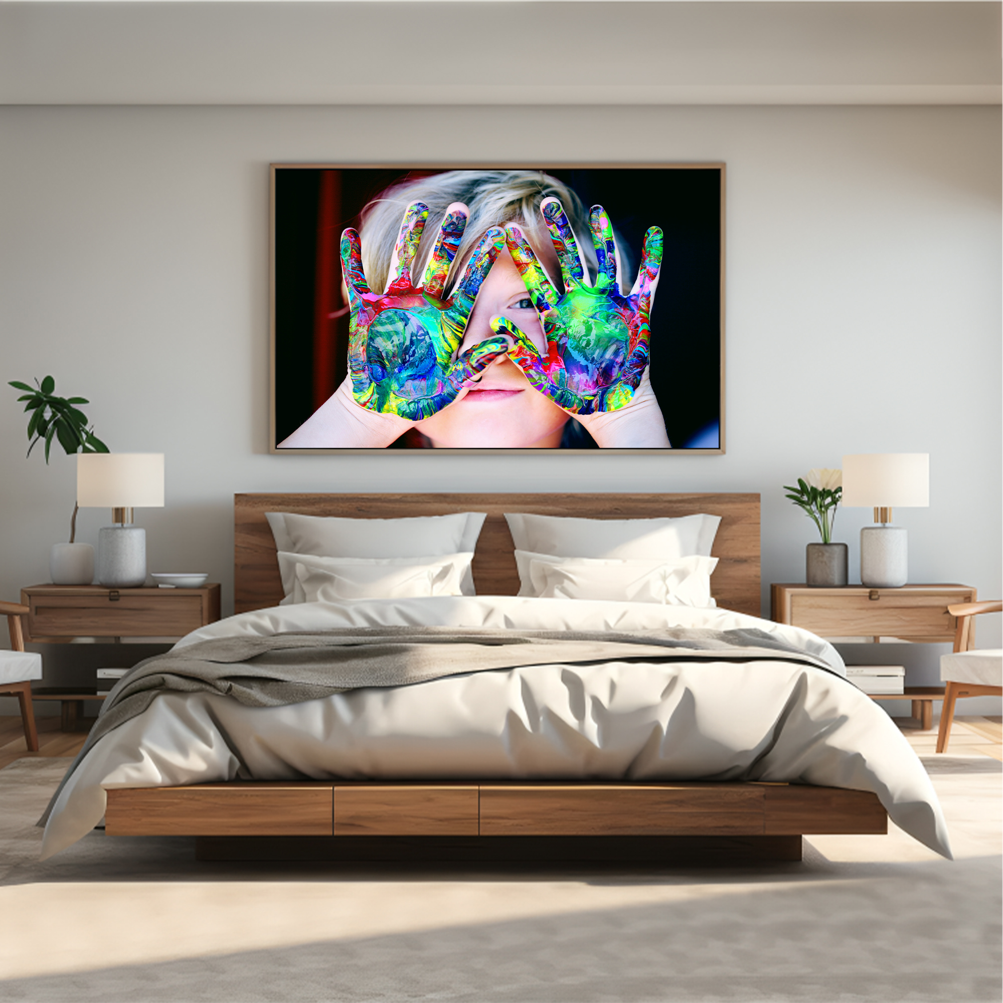 Hand with Paint Canvas painting with frame Big Size Wall Art for living room,Bedroom,Drawing room,Hotels - Image 5