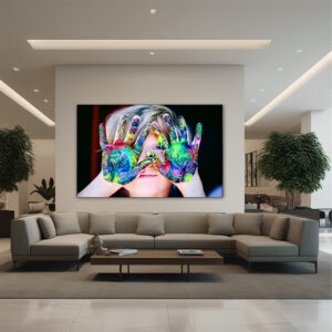 Hand with Paint Canvas painting with frame Big Size Wall Art for living room,Bedroom,Drawing room,Hotels