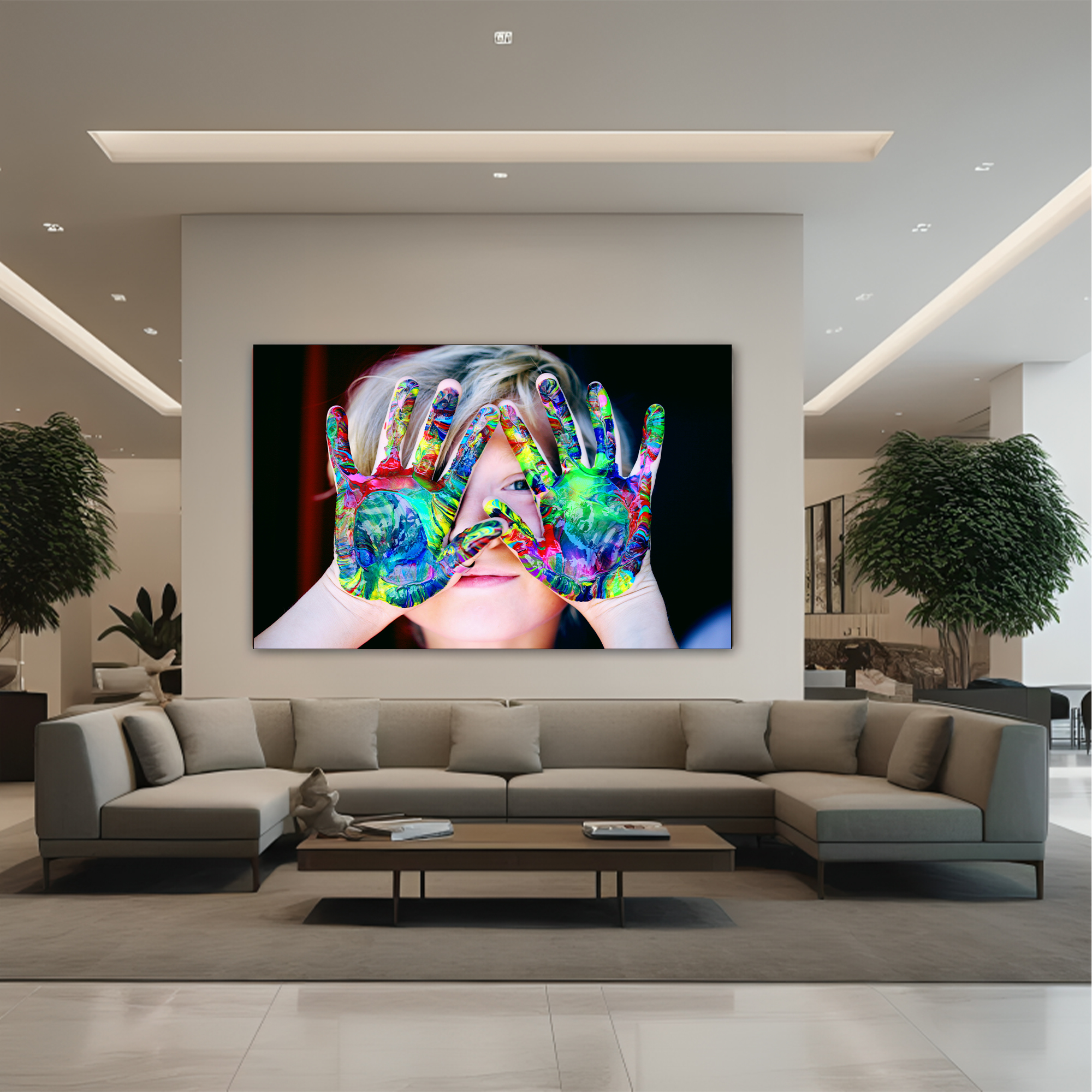 Hand with Paint Canvas painting with frame Big Size Wall Art for living room,Bedroom,Drawing room,Hotels
