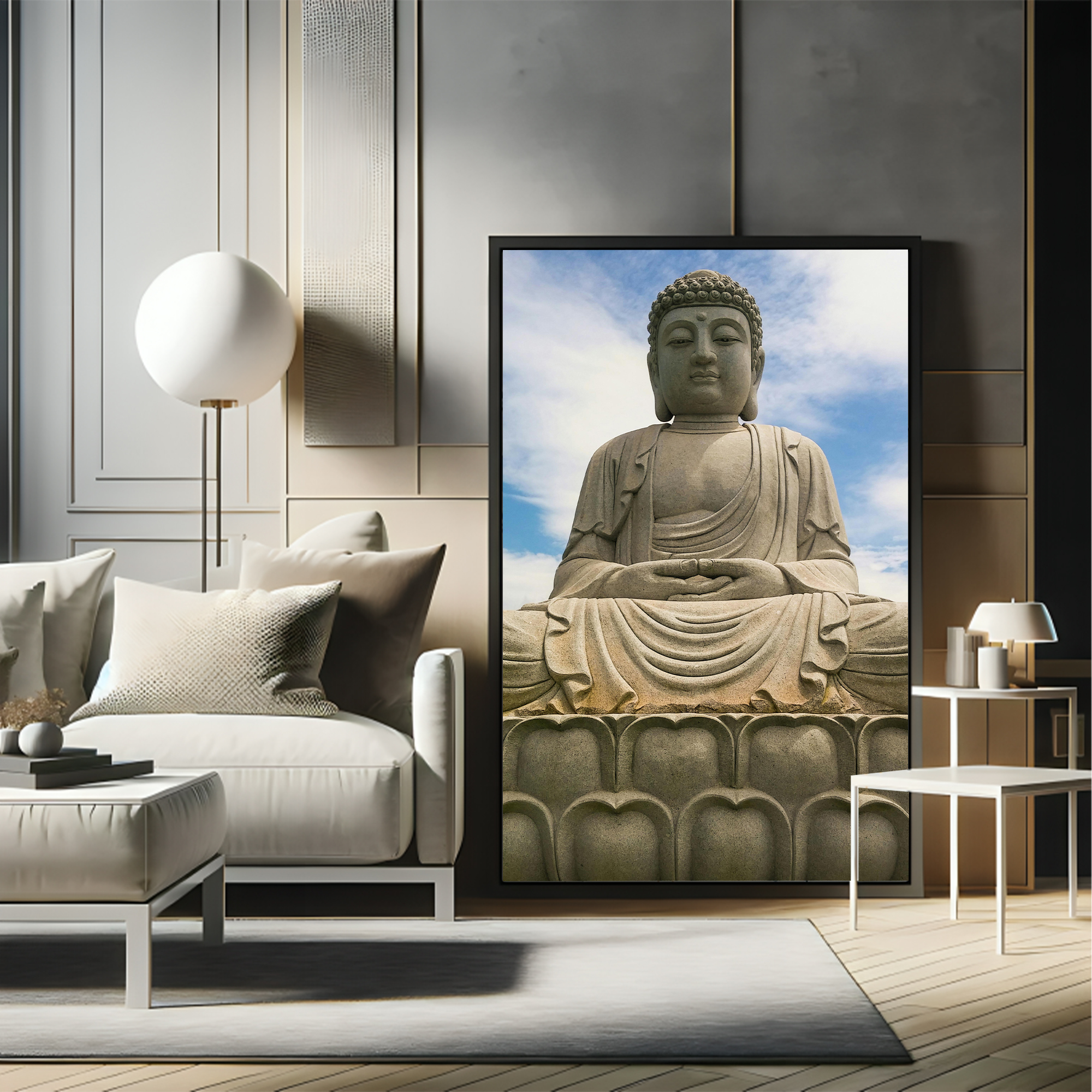 Lord Buddha Canvas painting with frame Big Size Wall Art for living room,Bedroom,Drawing room,Hotels - Image 5