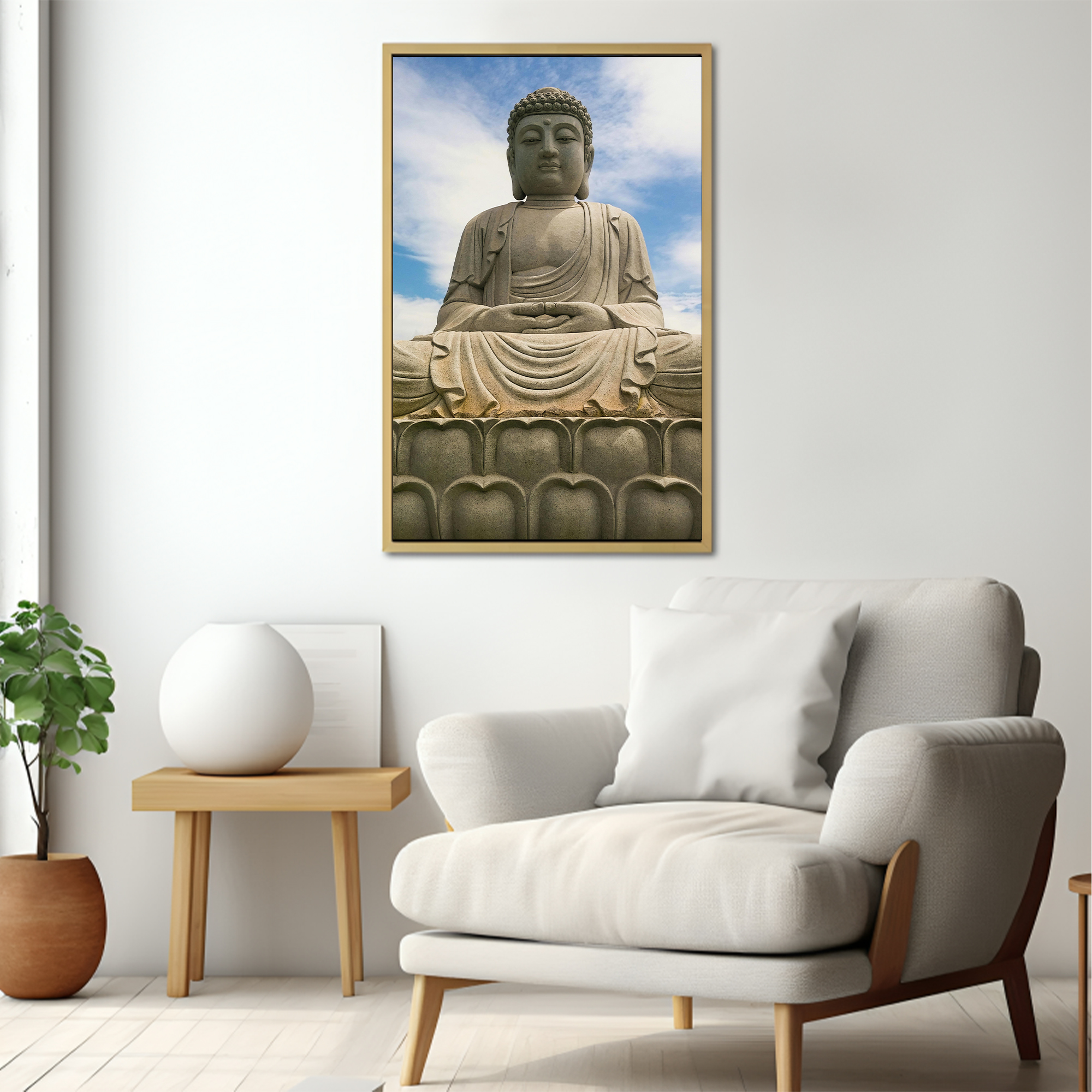 Lord Buddha Canvas painting with frame Big Size Wall Art for living room,Bedroom,Drawing room,Hotels - Image 3