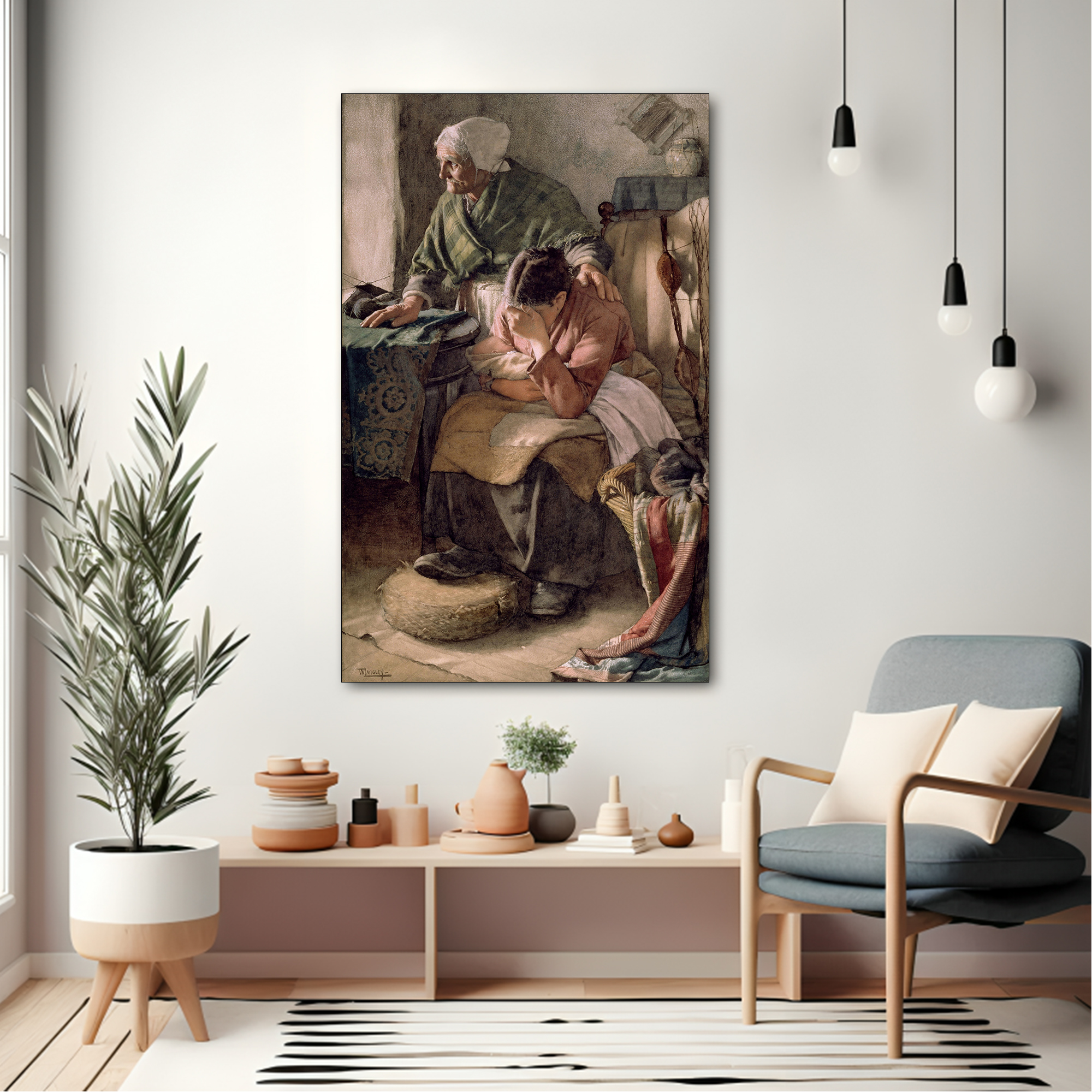 But Men Must Work and Women Must Weep Canvas painting with frame Big Size Wall Art for living room,Bedroom,Drawing room,Hotels