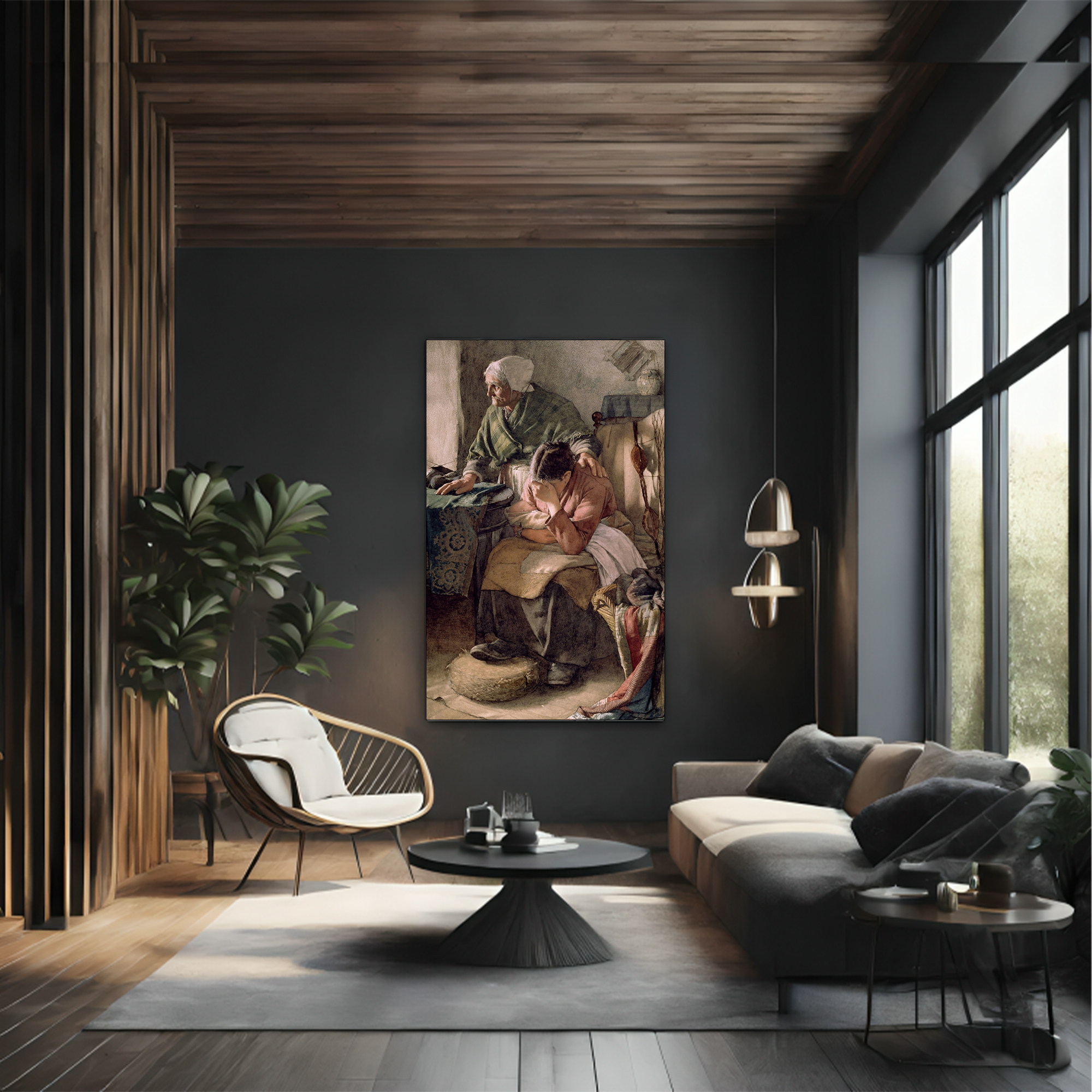 But Men Must Work and Women Must Weep Canvas painting with frame Big Size Wall Art for living room,Bedroom,Drawing room,Hotels - Image 6