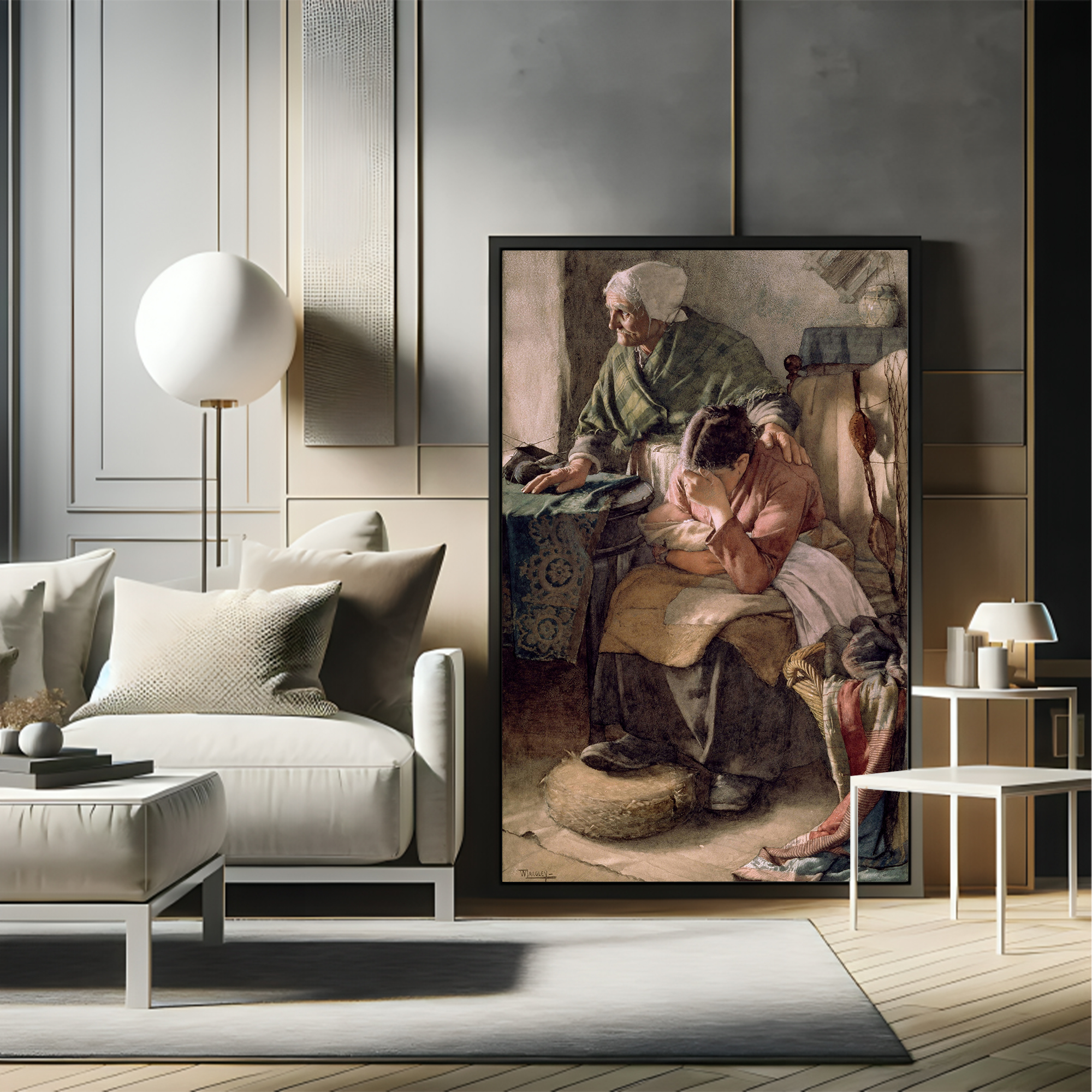 But Men Must Work and Women Must Weep Canvas painting with frame Big Size Wall Art for living room,Bedroom,Drawing room,Hotels - Image 5