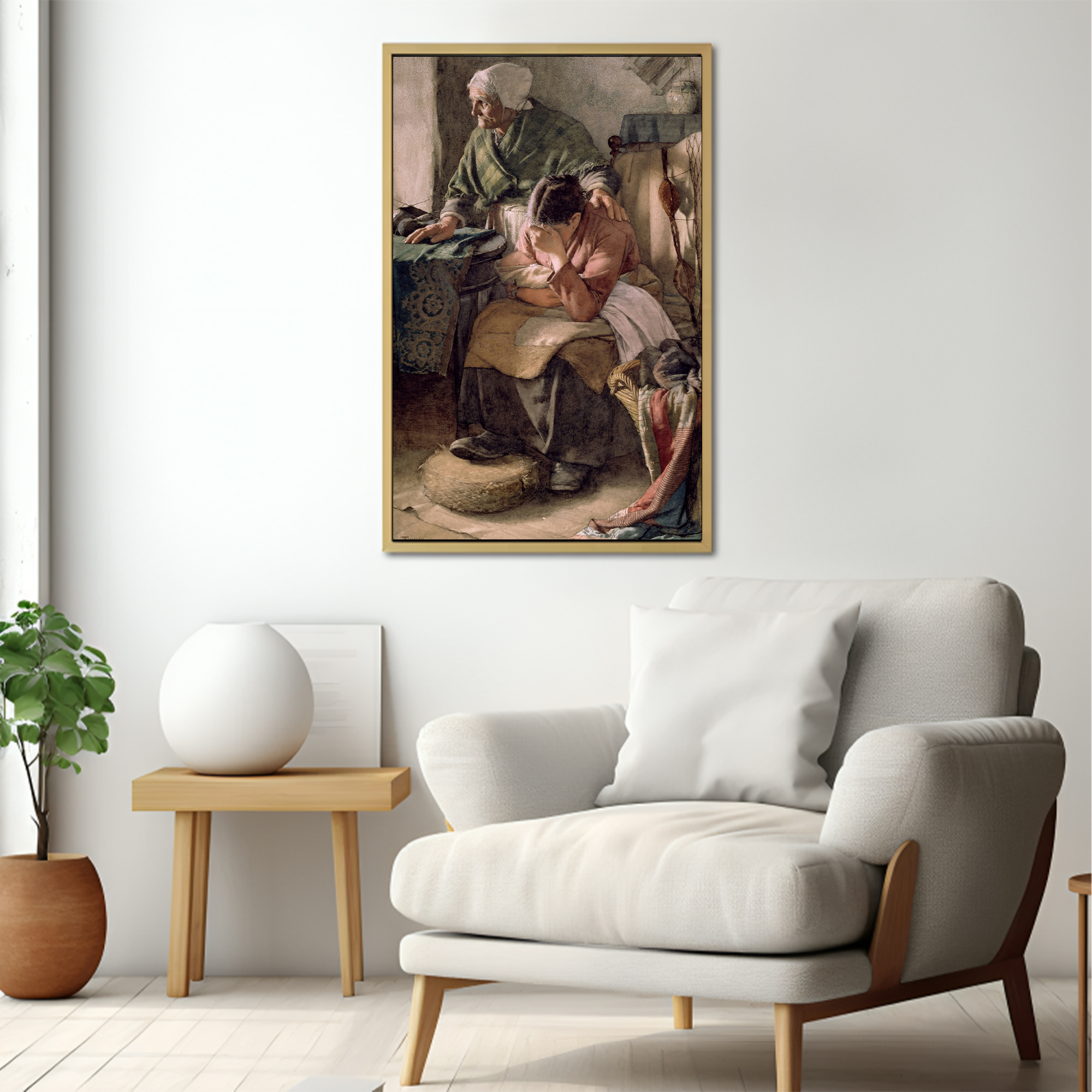 But Men Must Work and Women Must Weep Canvas painting with frame Big Size Wall Art for living room,Bedroom,Drawing room,Hotels - Image 3