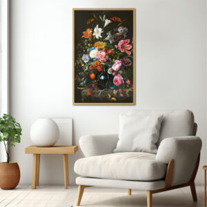 Flower Still Life with Bird's Nest Canvas painting with frame Big Size Wall Art for living room,Bedroom,Drawing room,Hotels