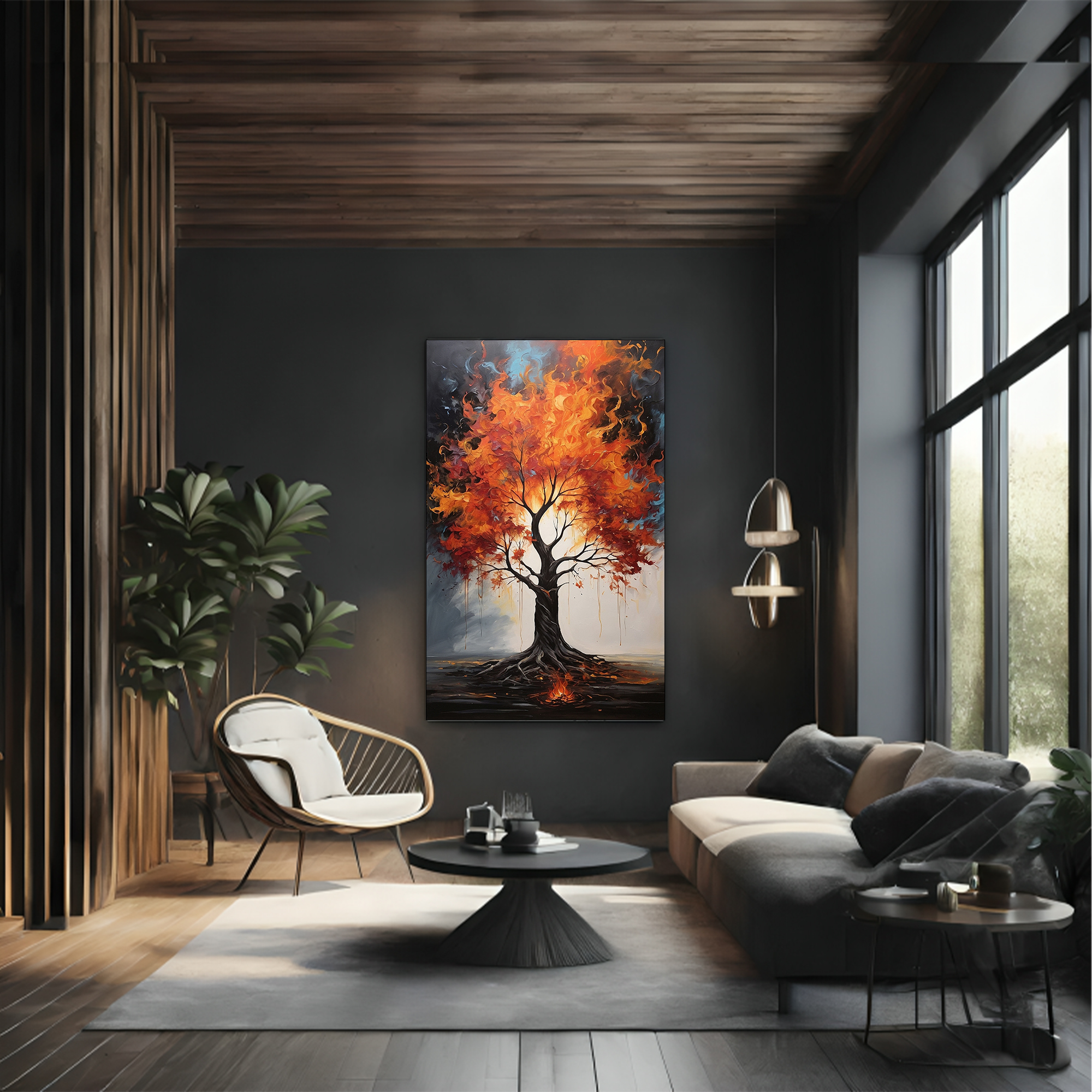 Abstract Tree Canvas painting with frame Big Size Wall Art for living room,Bedroom,Drawing room,Hotels - Image 6