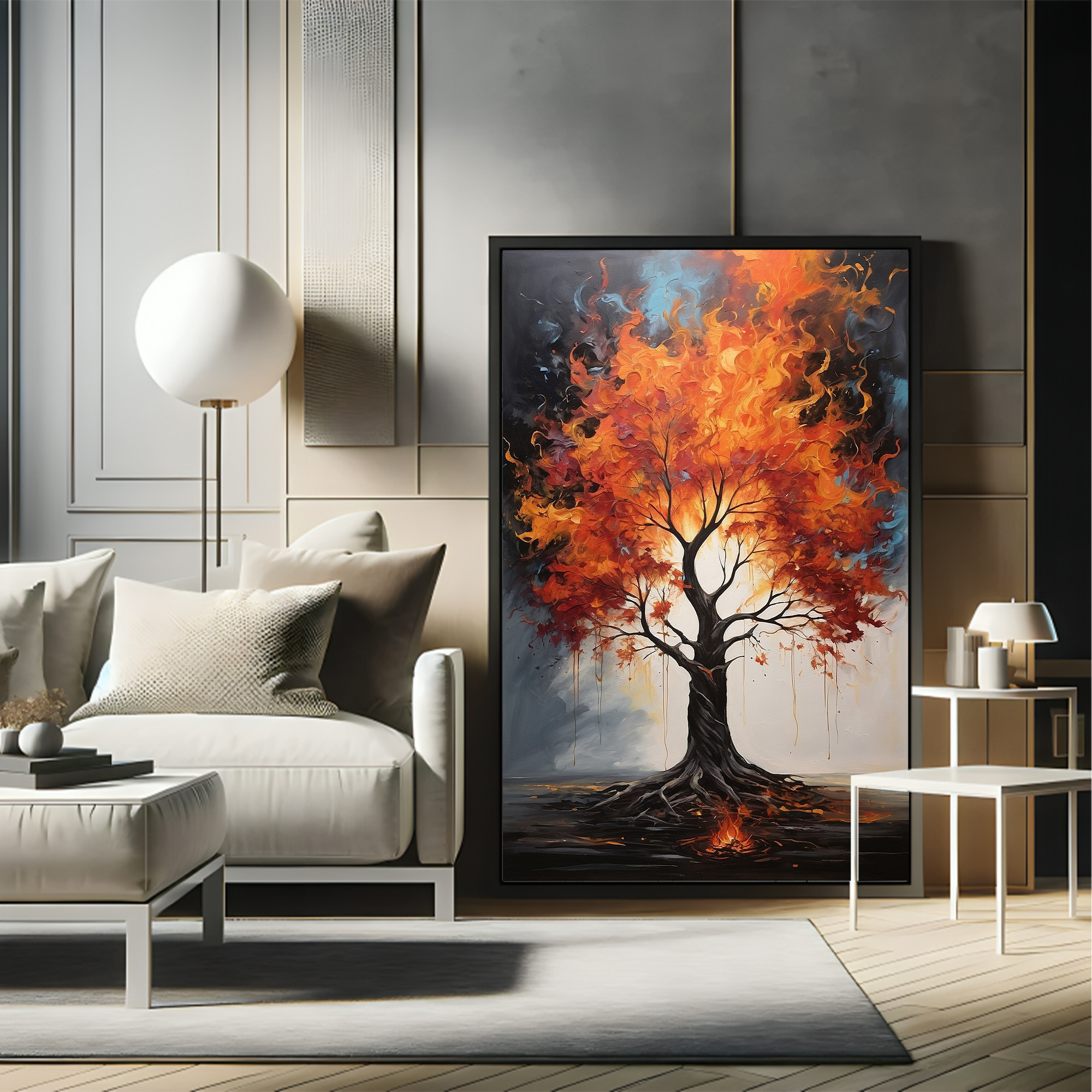 Abstract Tree Canvas painting with frame Big Size Wall Art for living room,Bedroom,Drawing room,Hotels - Image 5