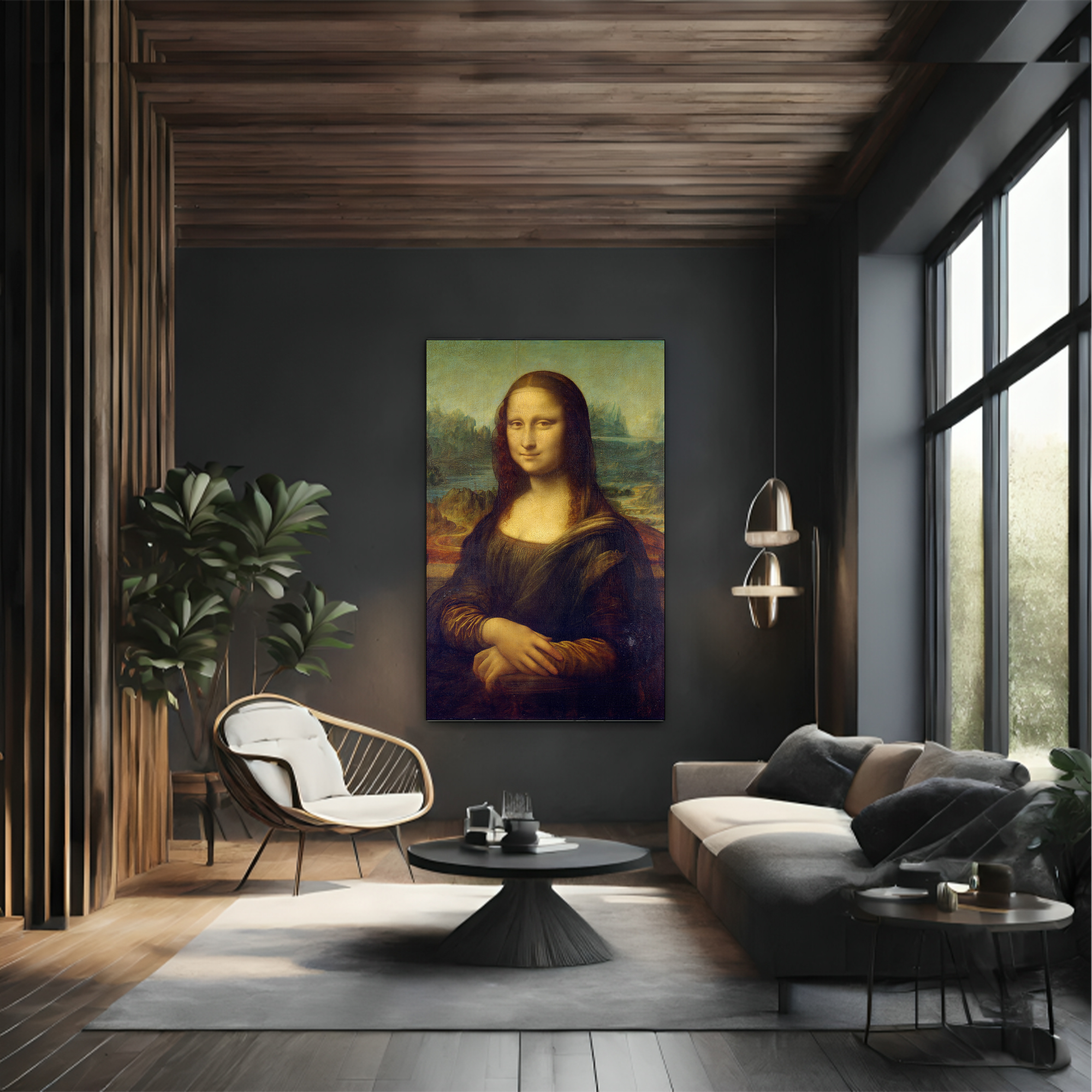Mona-Lisa Canvas painting with frame Big Size Wall Art for living room,Bedroom,Drawing room,Hotels - Image 6
