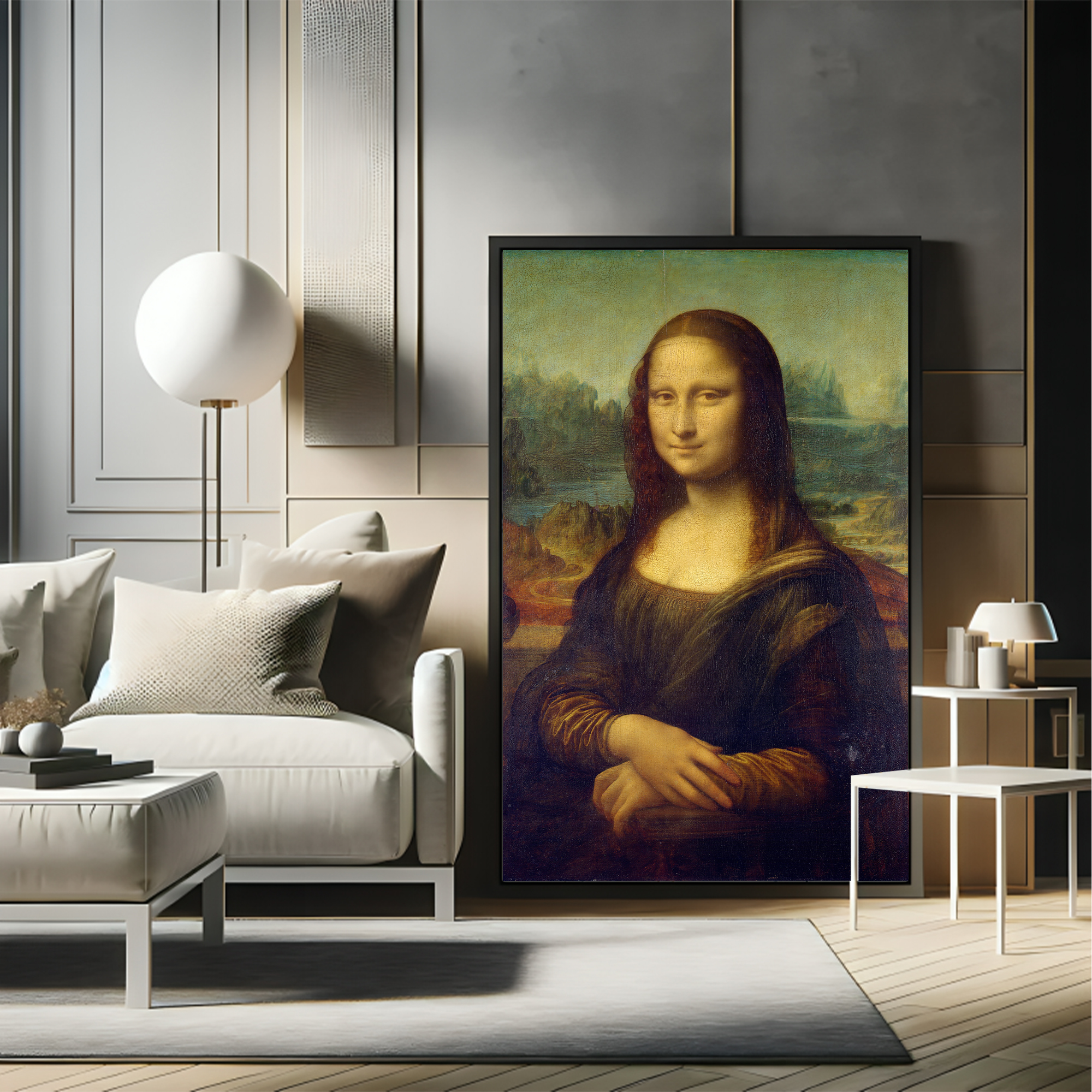 Mona-Lisa Canvas painting with frame Big Size Wall Art for living room,Bedroom,Drawing room,Hotels