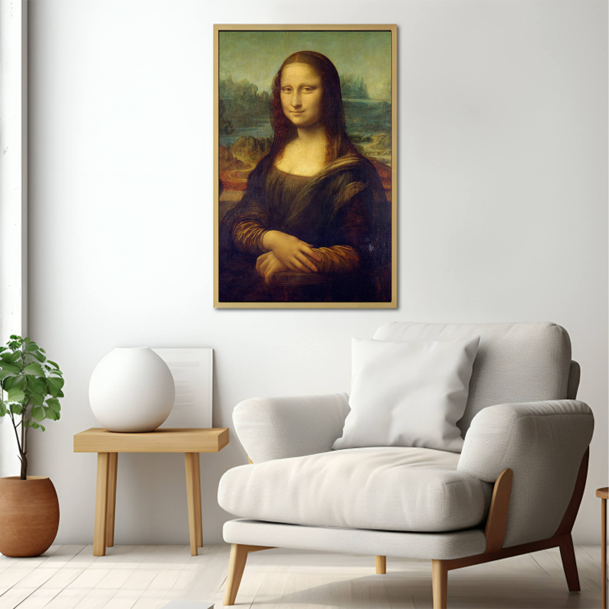 Mona-Lisa Canvas painting with frame Big Size Wall Art for living room,Bedroom,Drawing room,Hotels - Image 3