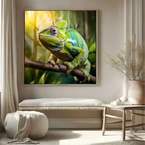 Green Chamaeleon snow with frame Big Size Wall Art for living room,Bedroom,Drawing room,Hotels