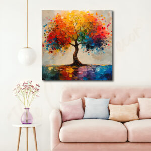 Rainbow Tree snow with frame Big Size Wall Art for living room,Bedroom,Drawing room,Hotels