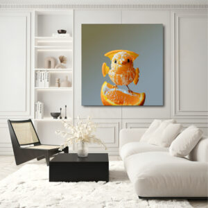 Sparrow wih orange pulp with frame Big Size Wall Art for living room,Bedroom,Drawing room,Hotels