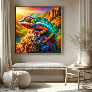 Colourful Chamaeleon with frame Big Size Wall Art for living room,Bedroom,Drawing room,Hotels