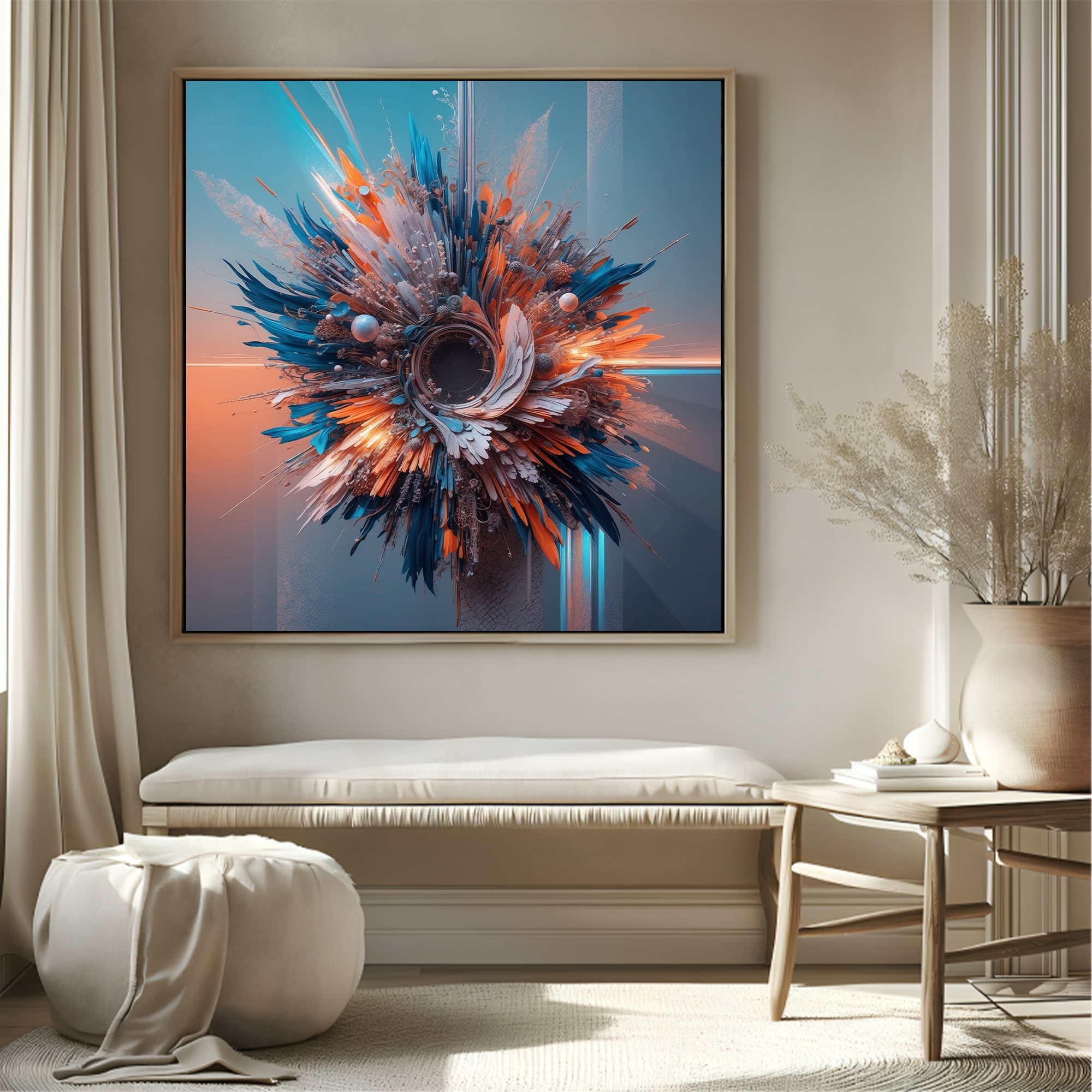 Flower Blast snow with frame Big Size Wall Art for living room,Bedroom,Drawing room,Hotels - Image 2