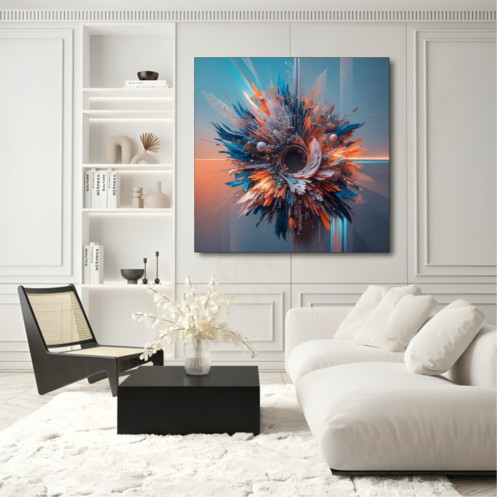 Flower Blast snow with frame Big Size Wall Art for living room,Bedroom,Drawing room,Hotels - Image 3